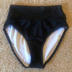 Black High-Waisted High Cut Bikini Bottom